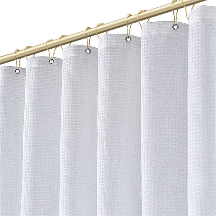 Waffle Shower Curtain Waterproof Thickened Cotton Linen Texture Waffle Fabric
