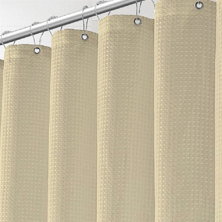 Waffle Shower Curtain Waterproof Thickened Cotton Linen Texture Waffle Fabric