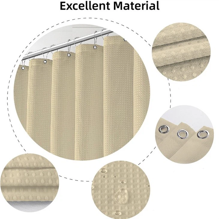 Waffle Shower Curtain Waterproof Thickened Cotton Linen Texture Waffle Fabric