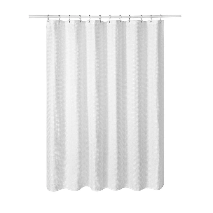 Waffle Shower Curtain Waterproof Thickened Cotton Linen Texture Waffle Fabric